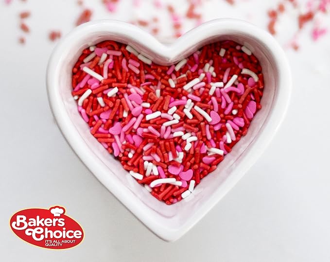 Bakers Choice Red Sprinkles for Baking - Jimmies Sprinkles for Ice Cream Toppings - Dairy Free, Kosher 2.8 oz.