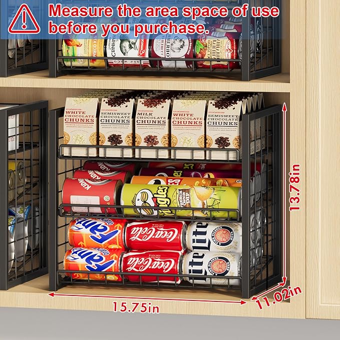 X-cosrack 2 Packs 3 Tier Sturdy Stackable Can Organizer for Pantry, Adjustable Pantry Organizer and Storage for Canned Food Can Goods, Kitchen Can Dispenser Storage Holder for Soda Drinks Snacks