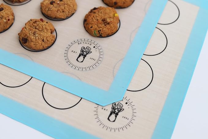 Silicone Baking Mats for Cookies, 3/4 Baking mat size, 3 Pack, Non-Stick, Food Safe Oven Safe All Purpose Liners for baking sheets - Easy Clean, Mess-Free Baking Sheet Liners (13.7 x 19.5 In)