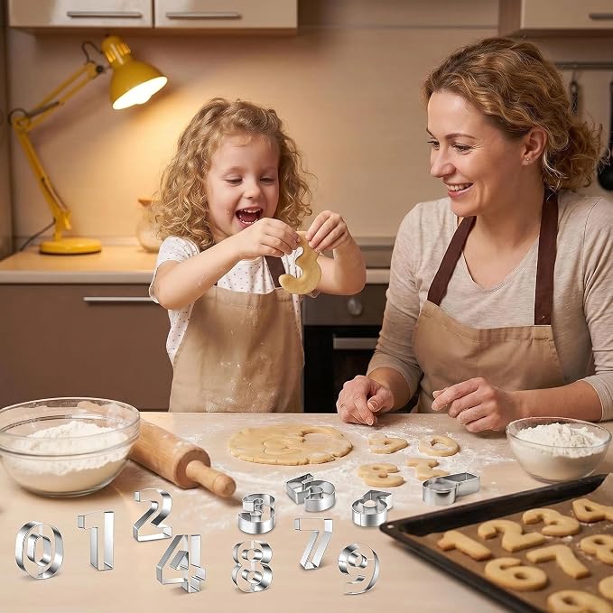 Number Cookie Cutters Set (3 Inch) - Birthday Numbers 0-9 (6 Reverses to 9) - for Baking, Fondant, Biscuits, and Kids' Lunch Sandwiches. 9 Pieces.