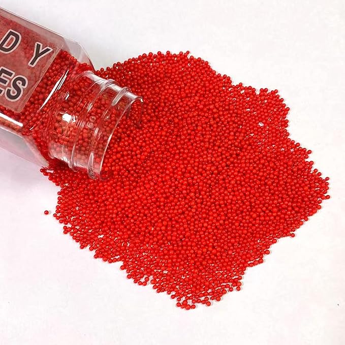 PhilaeEC Red Nonpareils Sprinkle 2mm Mini Peals Sprinkle Edible for Cake Decoration Cupcake Topper Cookie Baking Decorations Halloween Christmas Valentine Supplies