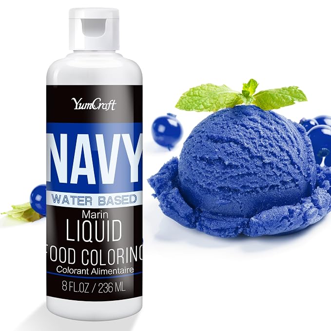 Food Coloring Liquid - Vibrant Color Food Coloring for Cake Decorating, Baking, Easter Egg, Icing - Tasteless Food Color Dye for Fondant, Cooking, Airbrush (Navy, 8 Fl.oz)