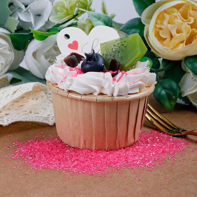 Pink Sanding Sugar - Sparkling Sugar Crystals for Baking Decorations (130g/4.6oz) - Edible on Cookies, Cupcakes, Cakes, Ice Cream | Wedding, Party, Valentines Sugar Sprinkles