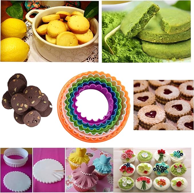 NELPLA Two Side Round Cookie Cutters,Biscuit Cutters and Fondant cake Cutters, Set of 6 PCS, Assorted color