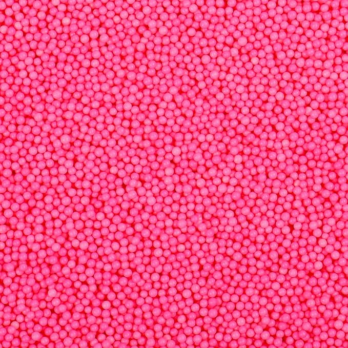 Pink Nonpareils Sprinkles - 2mm Edible Mini Pearl Sprinkles for Cake Decorating, Cupcake, Cookie, Baking, Donuts, Ice Cream Toppings, Wedding Party Supplies 130g/4.58oz
