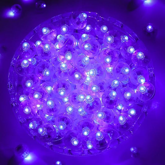 ZGWJ 100PCs Purple Balloon Lights Mini, Battery Powered, Long Standby Time Waterproof Tiny Led Round Flash Light for Paper Lantern Balloon Party Easter Eggs Wedding Christmas Halloween Decorations