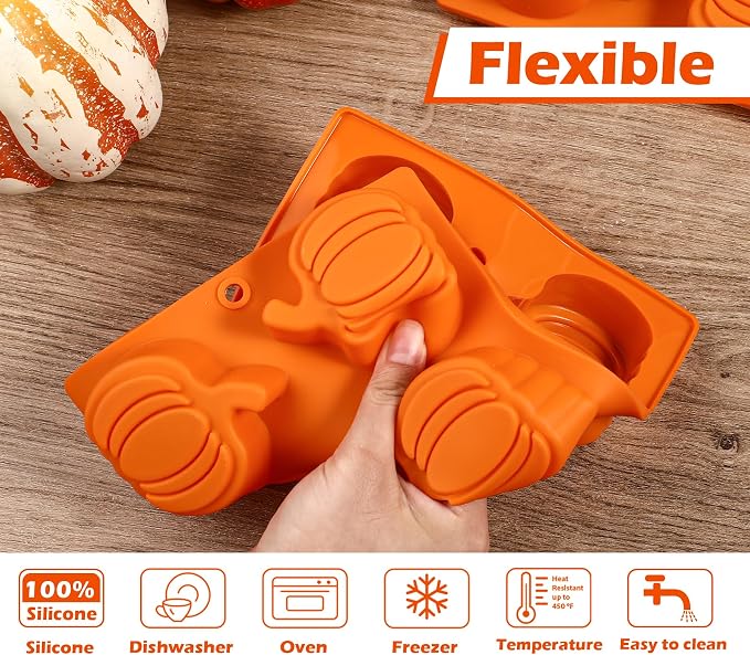 Webake Pumpkin Cake Molds Silicone Pumpkin Cake Pan 6-Cavity Pumpkin Mold for Baking Cupcake Chocolate (Pack of 2)