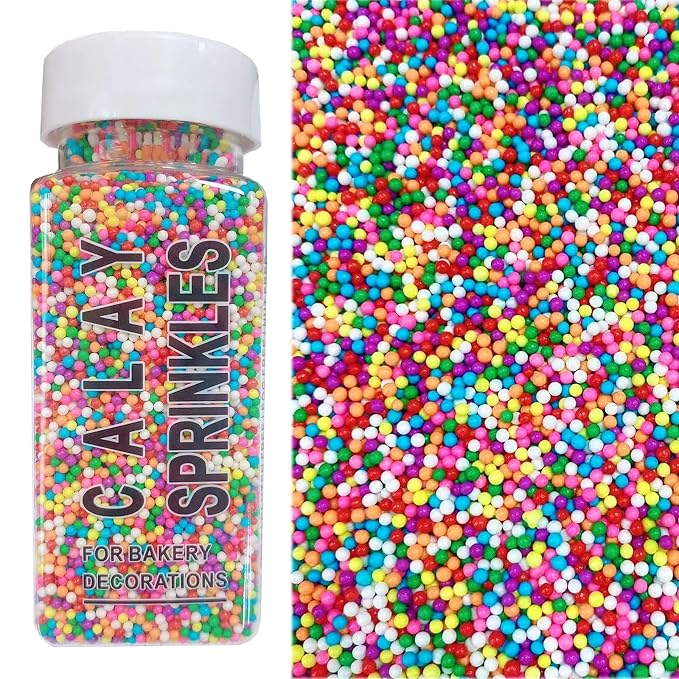 PhilaeEC Rainbow Nonpareils Sprinkle 2mm Mini Peals Sprinkle Edible for Cake Decoration Cupcake Topper Cookie Baking Decorations Halloween Christmas Valentine Supplies