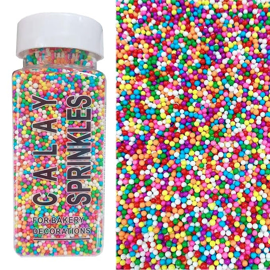 PhilaeEC Rainbow Nonpareils Sprinkle 2mm Mini Peals Sprinkle Edible for Cake Decoration Cupcake Topper Cookie Baking Decorations Halloween Christmas Valentine Supplies