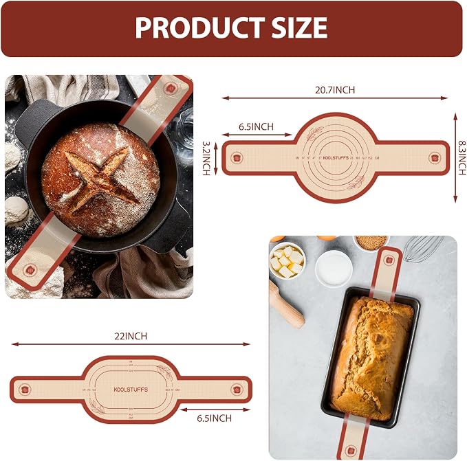 Silicone Bread Sling, 2PCS Non-Stick Oval and Round Bread Sling for Dutch Oven, Reusable Sourdough Tools & Bread Baking Supplies