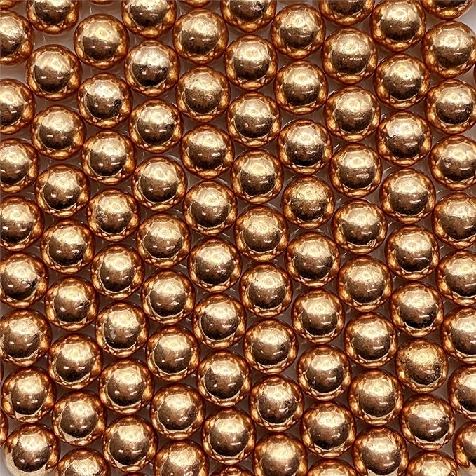CandiJumpin 10mm Large Rose Gold Edible Pearls, Rose Gold Pearl Sprinkles for Cake Decorating Large Sugar Pearls Edible Cake Decorations Pearl Sugar Sprinkles Cupcake Toppers Baby Shower Party Birthday Wedding Christmas Supplies 3 OZ