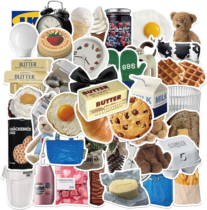 Cute Milk Cookie Stickers, 50PCS Vinyl Waterproof Decals for Kids Teens Adults Home Decor, Water Bottles Laptop Scrapbook