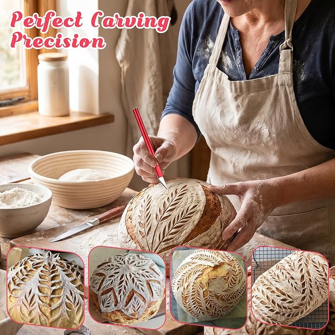 Bread Lame with 20 Blades and 2 Finger Cots Comfortable Grip Bread Scoring Knife for BreadBaking Stainless Steel BreadLame Dough Scoring Tool