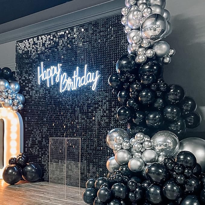 Voircoloria 105pcs Black Balloons 12inch Party Latex Balloons for Birthday Graduation Baby Shower Anniversary New Year Holiday Party Decorations