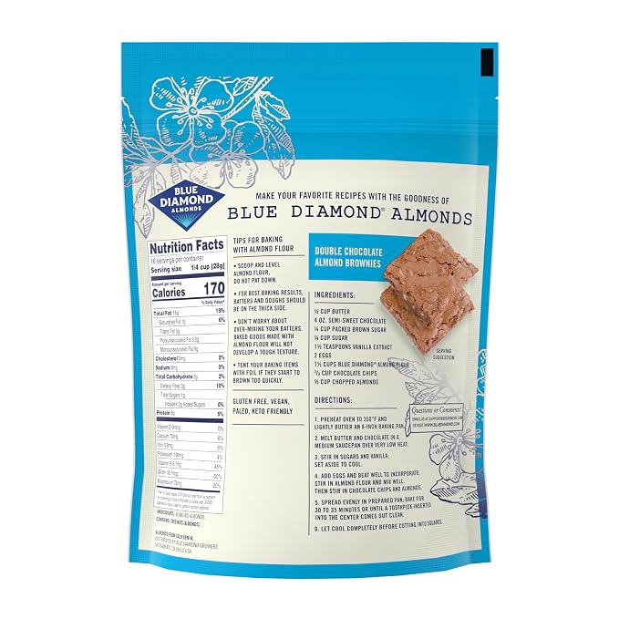 Blue Diamond Almonds, Almond Flour, Gluten Free, Blanched, Finely Sifted, 1 Lb