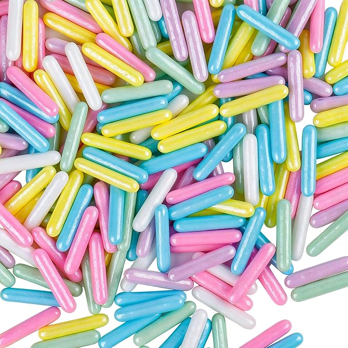 Pastel Rods Sprinkles, Easter Sprinkles for Cake Decorating, Cupcakes, Cookies & Desserts, 4.6oz Candy Sticks for Spring, Christmas, Valentines, Birthday, Wedding, Party, Holiday Baking