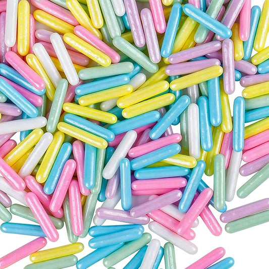 Pastel Rods Sprinkles, Easter Sprinkles for Cake Decorating, Cupcakes, Cookies & Desserts, 4.6oz Candy Sticks for Spring, Christmas, Valentines, Birthday, Wedding, Party, Holiday Baking