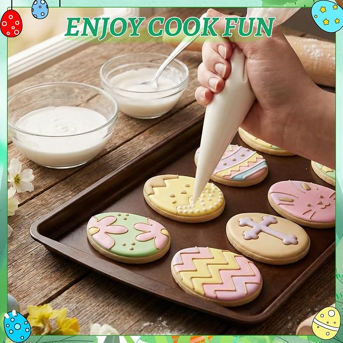 Jspupifip 20 Pcs Easter Eggs 3D Cookie Cutters Bulk, Oval Shaped Cookie Stamps DIY Press Cutters for Happy Easter Cookie Cutters Party Baking Supplies