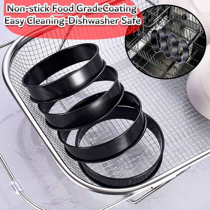 DATANYA 12Packs Crumpet Rings NONSTICK English Muffin Rings 3.15 Inch Stainless Steel Double Rolled Tart Ring Upgraded Round Metal Baking Cooking Pastry Ring Molds for muffins, pancakes