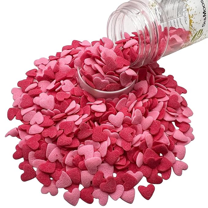 SE Si&Moos Jumbo Heart Sprinkles Jumbo Red and Pink Hearts Edible Hearts Confetti for Decorating Valentines Cake Decorations Pink and Red Sprinkles for Baking, Party Wedding Baby Shower Valentines Supplies 3.35 OZ
