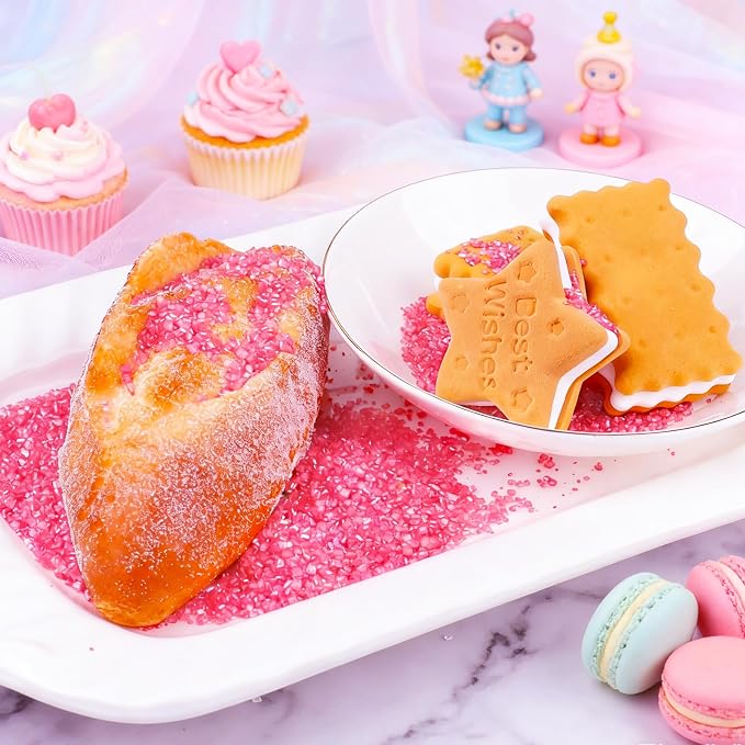 Pink Sanding Sugar for Baking Edible, Pink Sprinkles 130g/4.6oz, Pink Sanding Crystal Sugar Sprinkles for Baking, Cupcake, Cookie and Donuts Toppings, Wedding, Birthday Party Supplies