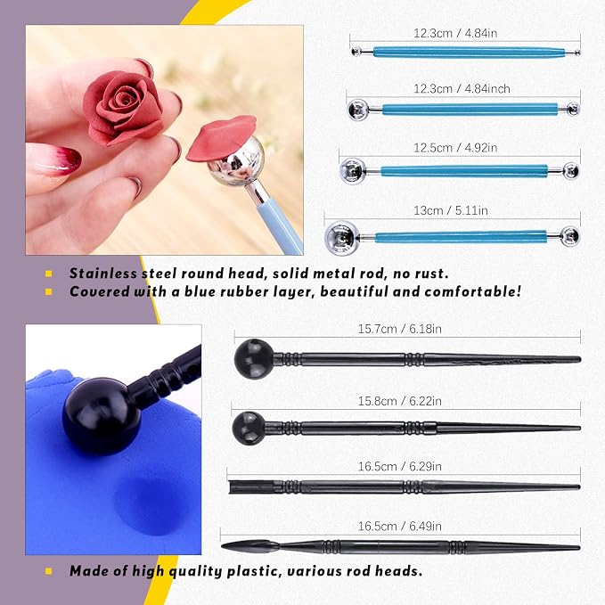 Swpeet 29Pcs Hand Modeling Clay Sculpting Tools Kits, Ball Stylus Tool, Wooden Dotting Tools, Rubber Tip Pens, Sculpture Knives, Ceramic Pottery Tools Sculpting Kit for Making Modeling Clay