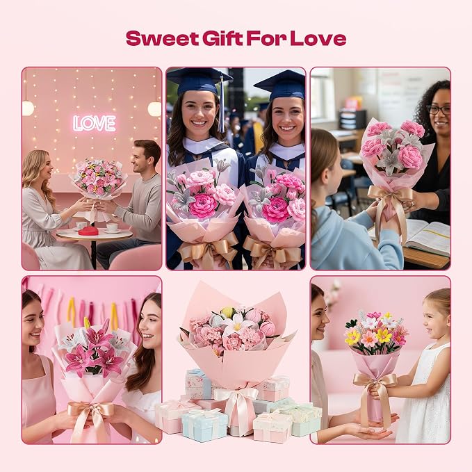 Caydo Pipe Cleaner Flower Kit, 700PCS 7 Colors Chenille Stems with Flower Bouquet Accessories and Tutorial Video for Making Pipe Cleaners Bouquets
