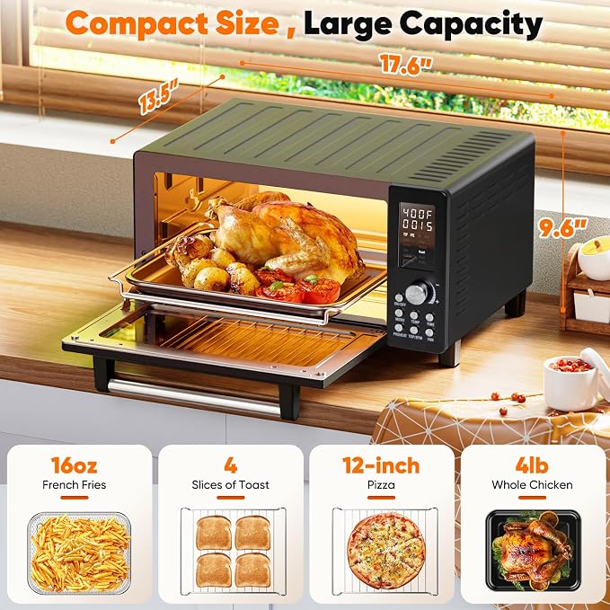 Nuwave Bravo Air Fryer Toaster Smart Oven, 1800 Watts, 21Qt Capacity