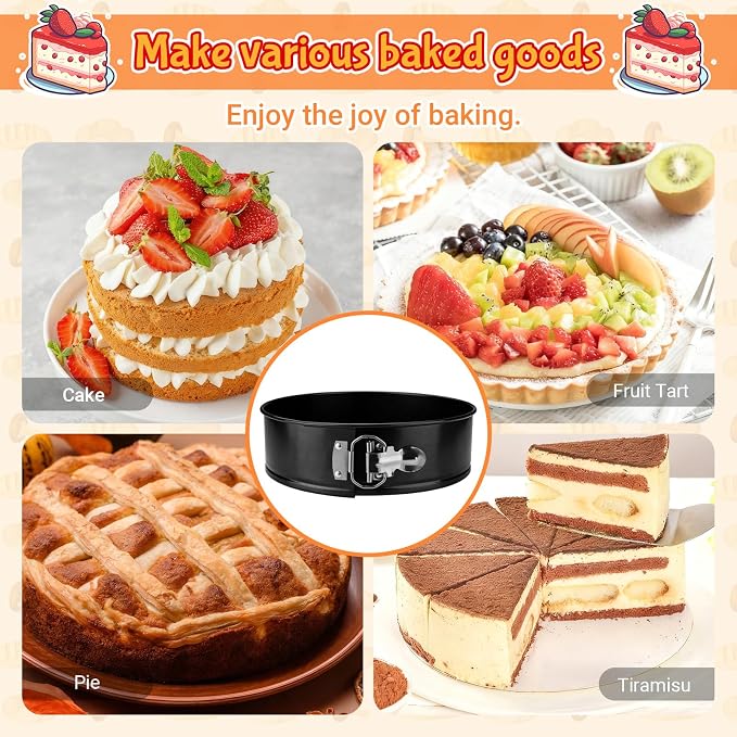 LELE LIFE 2 Pack 9in/22.5cm Springform Pan, Nonstick with Removable Bottom, Leakproof Cheesecake Pan Round Cake Pie Mold for Baking