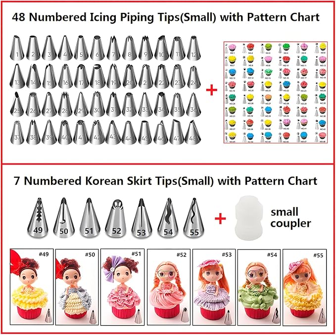 ANSLYQA Cake Decorating Kit, 393 Pcs Baking Tools | Aluminium Cake Turntable, Leveler, 55 Numbered Icing+Skirt Tips, 2 Spatulas, 100 Pastry Bags, 150 Cupcake Liners & More