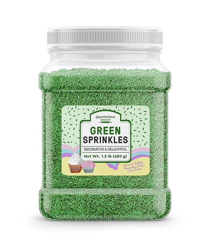 Unpretentious Green Sprinkles, Bright & Colorful, Decorative & Fun Topping for Baking (1.5 Pound)