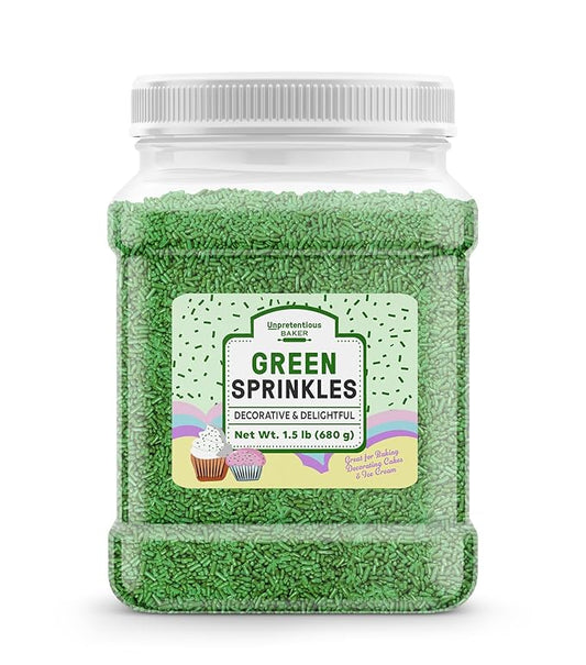Unpretentious Green Sprinkles, Bright & Colorful, Decorative & Fun Topping for Baking (1.5 Pound)