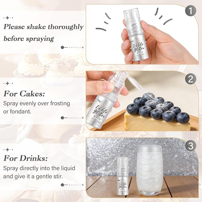 Purple Edible Glitter Spray, 5g Edible Glitter for Cocktails, Cobakey Luster Dust Edible for Cake Decorating, Drinks, Baking, Chocolate, Strawberrie