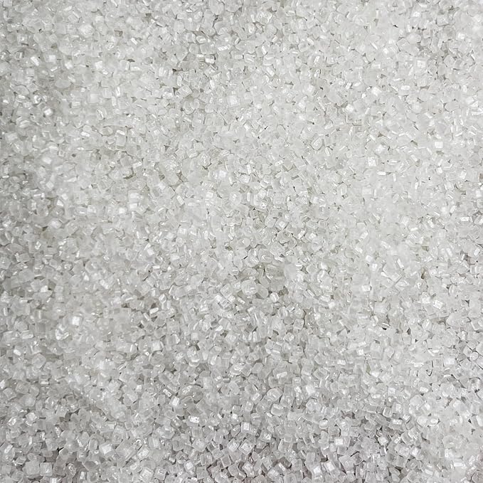 White Sanding Sugar Sprinkles, 4.6 oz Edible Sparkling Sugar Crystals for Baking Topping, Cupcakes, Cookies, Ice Cream & Cake Decorating, Wedding Party Valentines Christmas Supplies