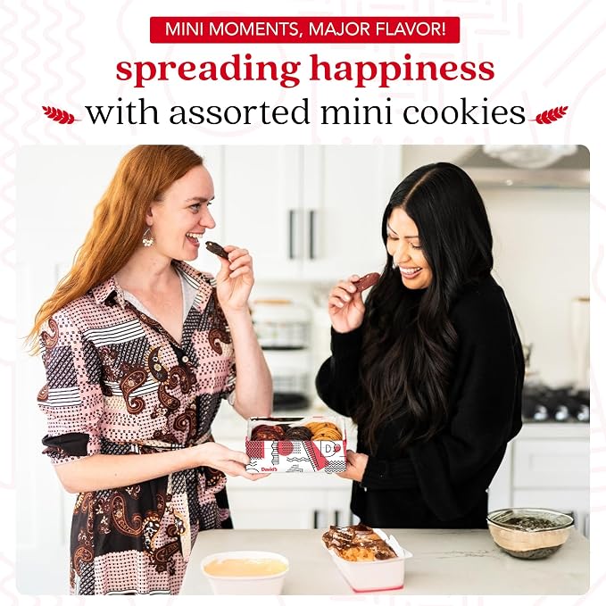 David's Cookies Fresh-Baked Sweet Sampler Mini Bites Tin - 14oz Assorted Mini Cookies with Chocolate Chip, Chocolate & White Chocolate Chip & Red Velvet - Delicious Gourmet Gift For All Occasions