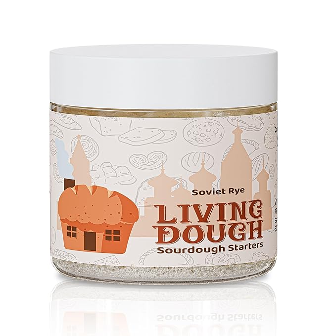 Living Dough - Soviet Rye Sourdough Starter Culture - Active & Live Organic Sourdough Starter for Baking - For Artisan Bread, Pizza Dough, Waffles & More