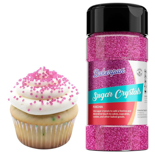 Bakerpan Fuchsia Sugar Sprinkles for Baking - 7 oz Coarse Sparkling Decorating Sugar Crystals for Baking Topping, Cookies & Cupcakes | Kosher, Gluten-Free, Made in USA