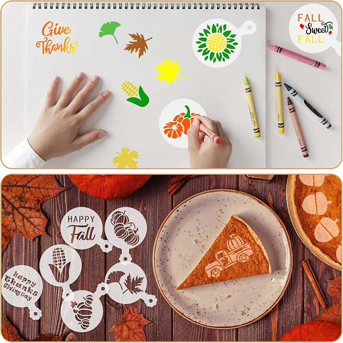 Thanksgiving Cookie Stencils 36Pcs Reusable Fall Cake Coffee Dessert Decor | 36 Reusable Decor Templates, Ideal For Cookie Cake Coffee Dessert, Fall Thanksgiving DIY Baking Painting Decoration Tools