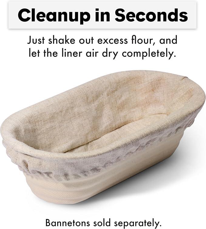 Brod & Taylor Batard Banneton Liner for Sourdough & Artisan Bread Baking – Proofing Liner Made From 100% Natural Linen (1-Pack)