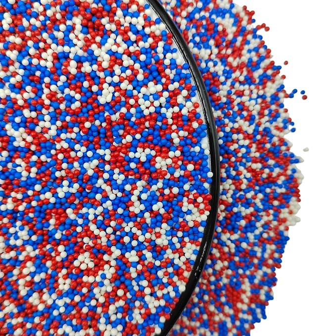Homankit Patriotic Sprinkles Red White and Blue Nonpareils Sprinkles Edible Cookie Decorations Mini Pearls for Decorating Cake, Baking, Cupcake Toppers, Ice Cream, Donuts 3.88 Ounce