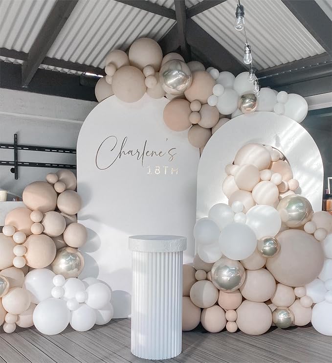 White Double Stuffed Balloons Different Size 115Pcs 5/10/12/18" White Balloon Arch Garland kit for Birthday Baby Shower Bridal Shower Gender Reveal Wedding Theme Party
