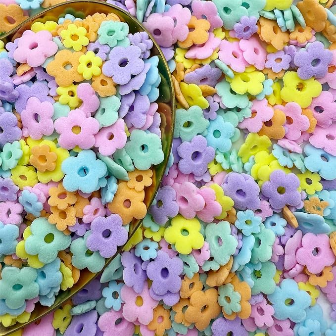 CandiJumpin Pastel Flower Sprinkles for Cake Decorating, Mini Edible Flowers Rainbow Flower Decorations Edible Flowers Cake Confetti Baby Shower Party Birthday Wedding Christmas Supplies 3 OZ