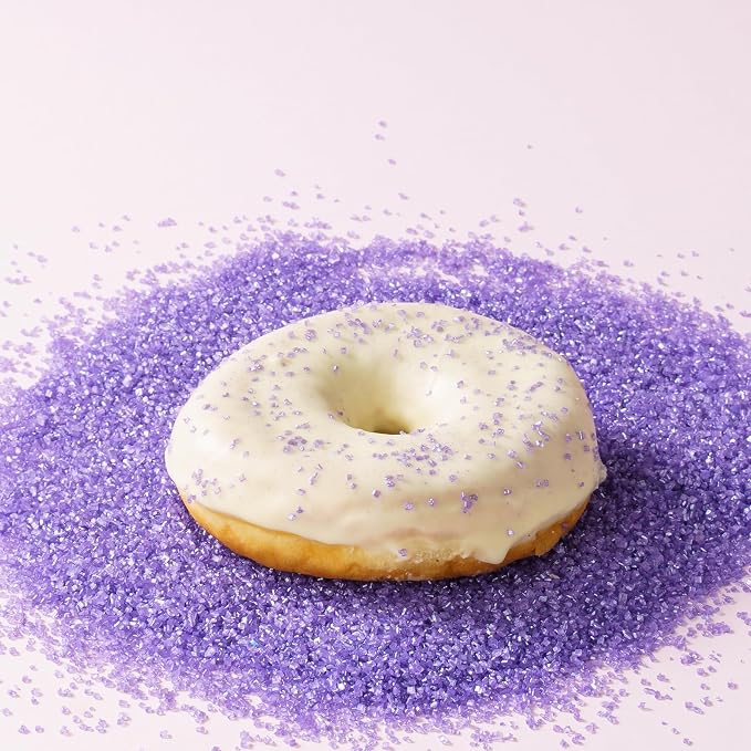 Sujoygar Purple Sanding Sugar Sprinkles, 5oz Edible Purple Sprinkles for Cake Decorations Cupcake Toppings Wedding Party Cookies Chocolate Ice Cream Baking Mardi Gras Party Supplies