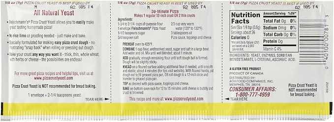 Fleischmann's Pizza Crust Yeast, Specially Formulated For Pizza Crust, 0.75 oz (Pack of 4)
