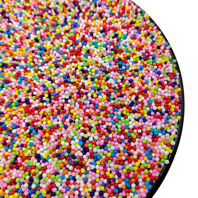 Homankit Rainbow Nonpareils Sprinkles Edible Cookie Decorations Mini Pearls for Decorating Cake, Baking, Cupcake Toppers, Ice Cream, Donuts 3.88 Ounce