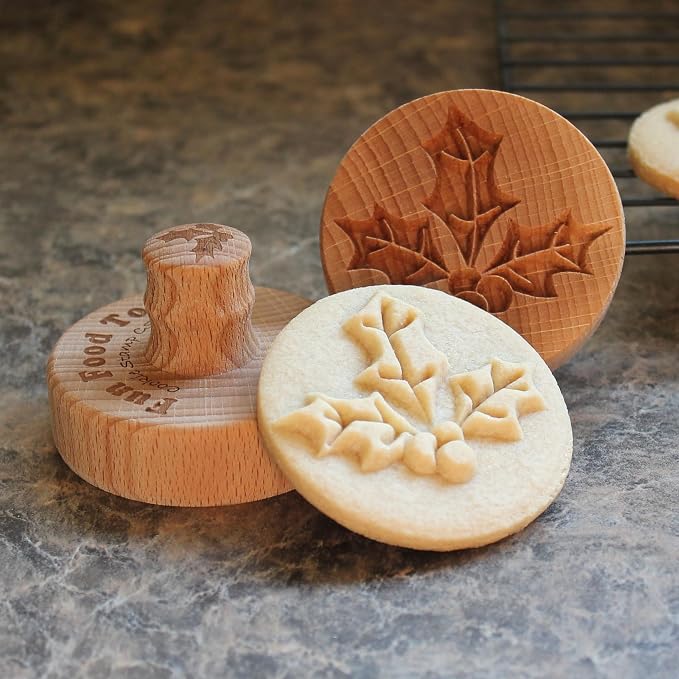 Wood Cookie Stamp, 2.5 Inch (Holly CS-151)