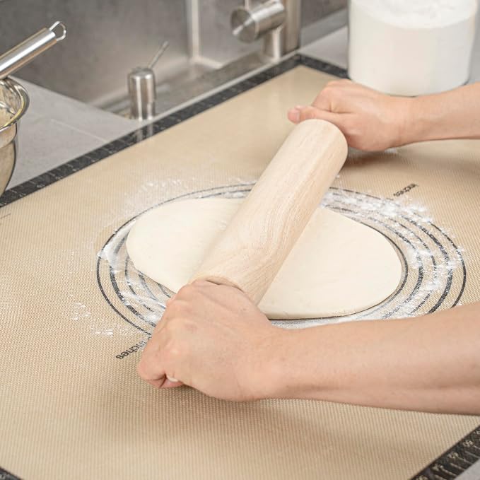 Restaurantware Wood Rolling Pin 10 Count 13 Inches Solid Wood Baking Tool, Ergonomic Dough Roller With Smooth Rotation, Beige Kitchen Pastry Tool for Professional Bakers