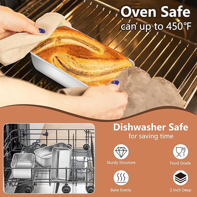 LIANYU 6.3 x 3.5 Inch Mini Loaf Pans for Baking Bread, 20 Pack Stainless Steel Small Bread Loaf Pan Mold for Homemade Meatloaf, Metal Tin Loaf Baking Pan for Banana Sourdough Sandwich, Dishwasher Safe