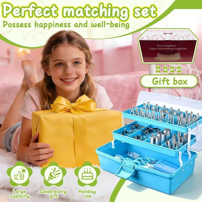 Suuker Cake Decorating Tools Supplies Kit, 236 Pieces | Baking Accessories with Storage Case, Frosting Piping Kit, 36 Numbered Piping Tips, Piping Bags and Tips Set