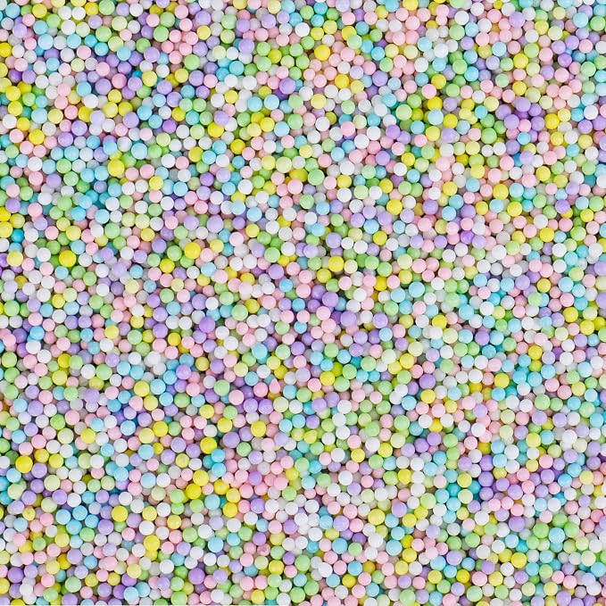 Pastel Nonpareils Sprinkles, 2mm Easter Sprinkles for Cake Decorating, 4.6oz Mini Edible Pearls for Baking, Cupcake, Cookie, Ice Cream Toppings, Spring Baby Shower Birthday Party Supplies